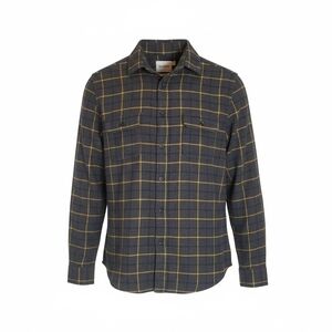 Goodfellow & Co. Men's Flannel Button-Up Shirt in a navy/grey and yellow medium